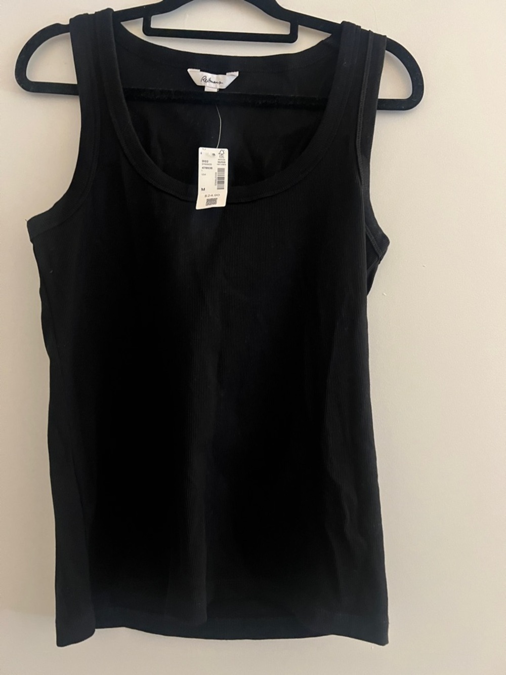 Reitmans Black Ribbed Scoop Neck Tank Top
